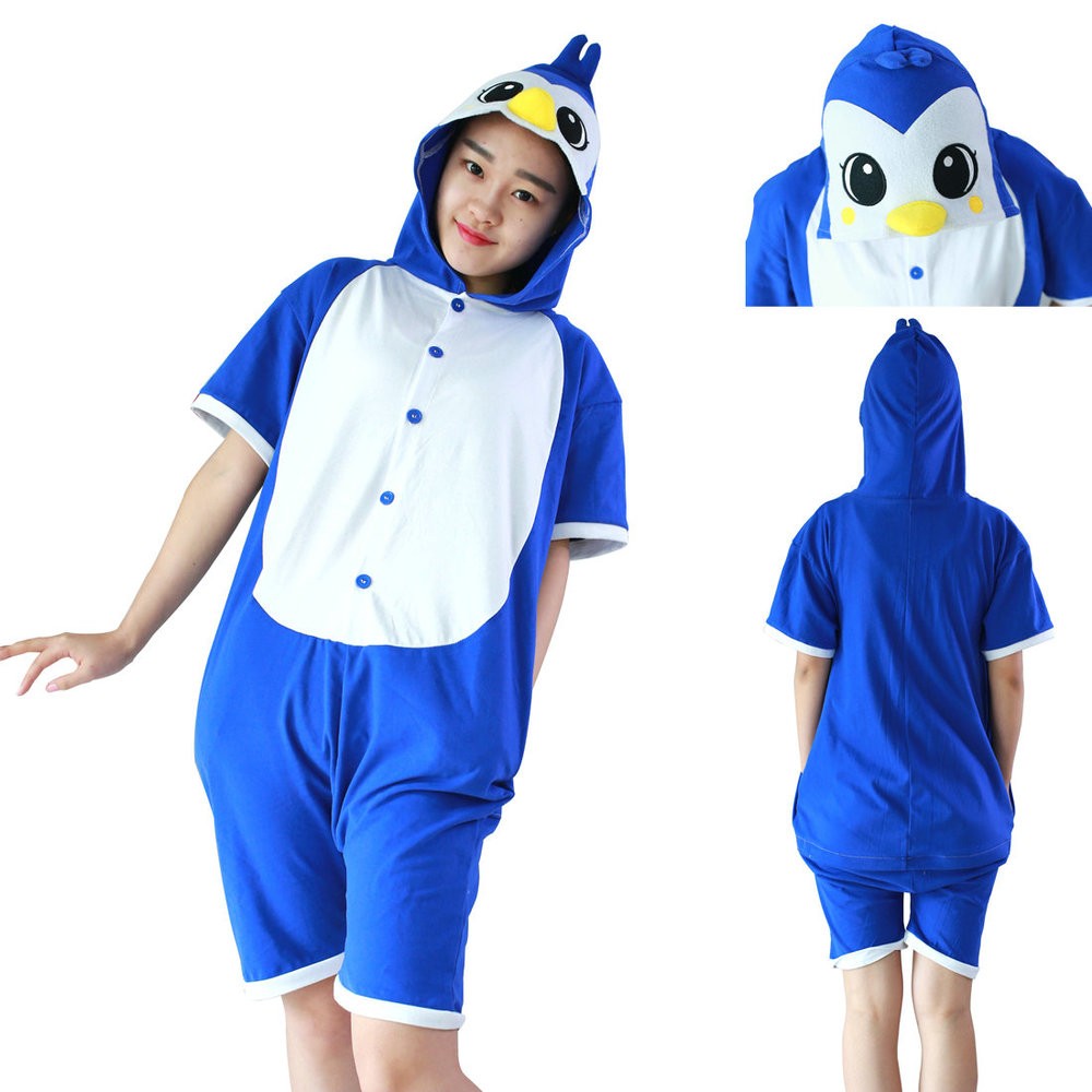 Unisex Penguin Kigurumi Animal Onesiess Cosplay Costumes Pajamas Short Sleeve