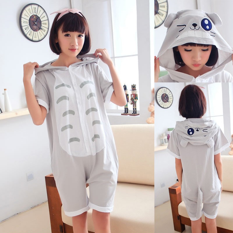 Unisex Blink Totoro Pajamas Animal Onesies Hoodie Kigurumi Short Sleeve