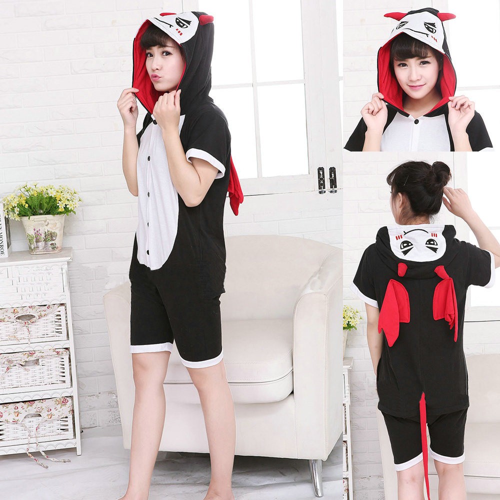 Unisex Cartoon Little Devil Kigurumi Onesiess Short Sleeves Pajama Costume