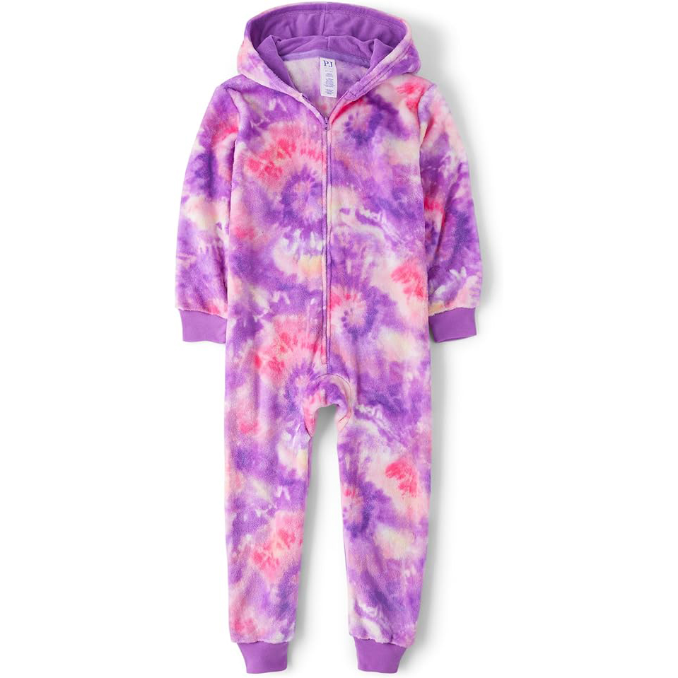 The Children's Place Girls' Long Sleeve Fleece Zip Up One Piece Pajama