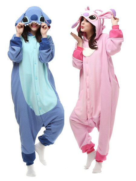 Unisex Stitch And Angel Kigurumi Onesiess Pajamas Animal Costumes For Adult & Teens