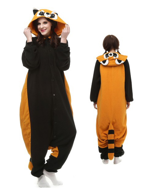 Unisex Red Panda Raccoon Kigurumi Onesiess Pajamas Animal Costumes For Adult