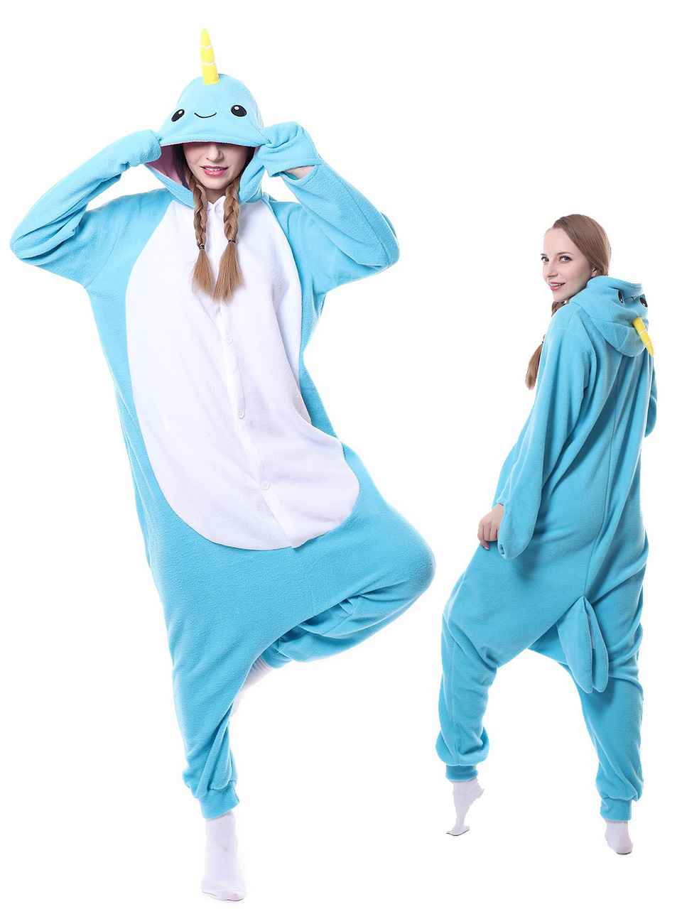 Unisex Narwhal Kigurumi Onesies Pajamas Animal Costumes For Women & Men