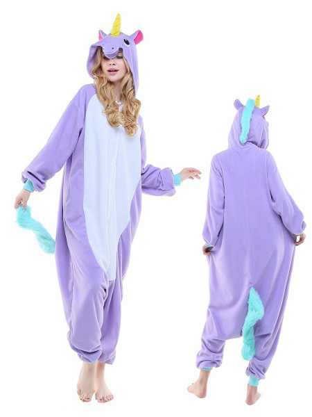 Unisex New Purple Unicorn Kigurumi Onesies Pajamas Animal Costumes For Adult