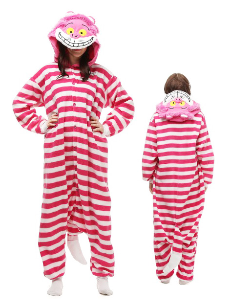 Unisex Cheshire Cat Kigurumi Onesies Pajamas Animal Costumes For Adult