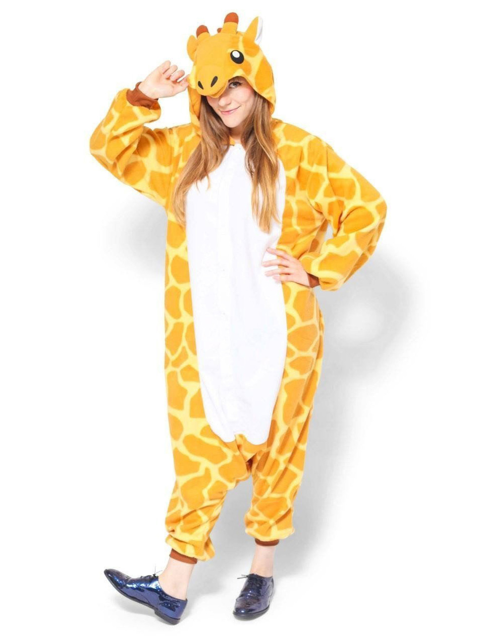 Unisex Orange Giraffe Onesies Pajamas Animal Costumes For Adult