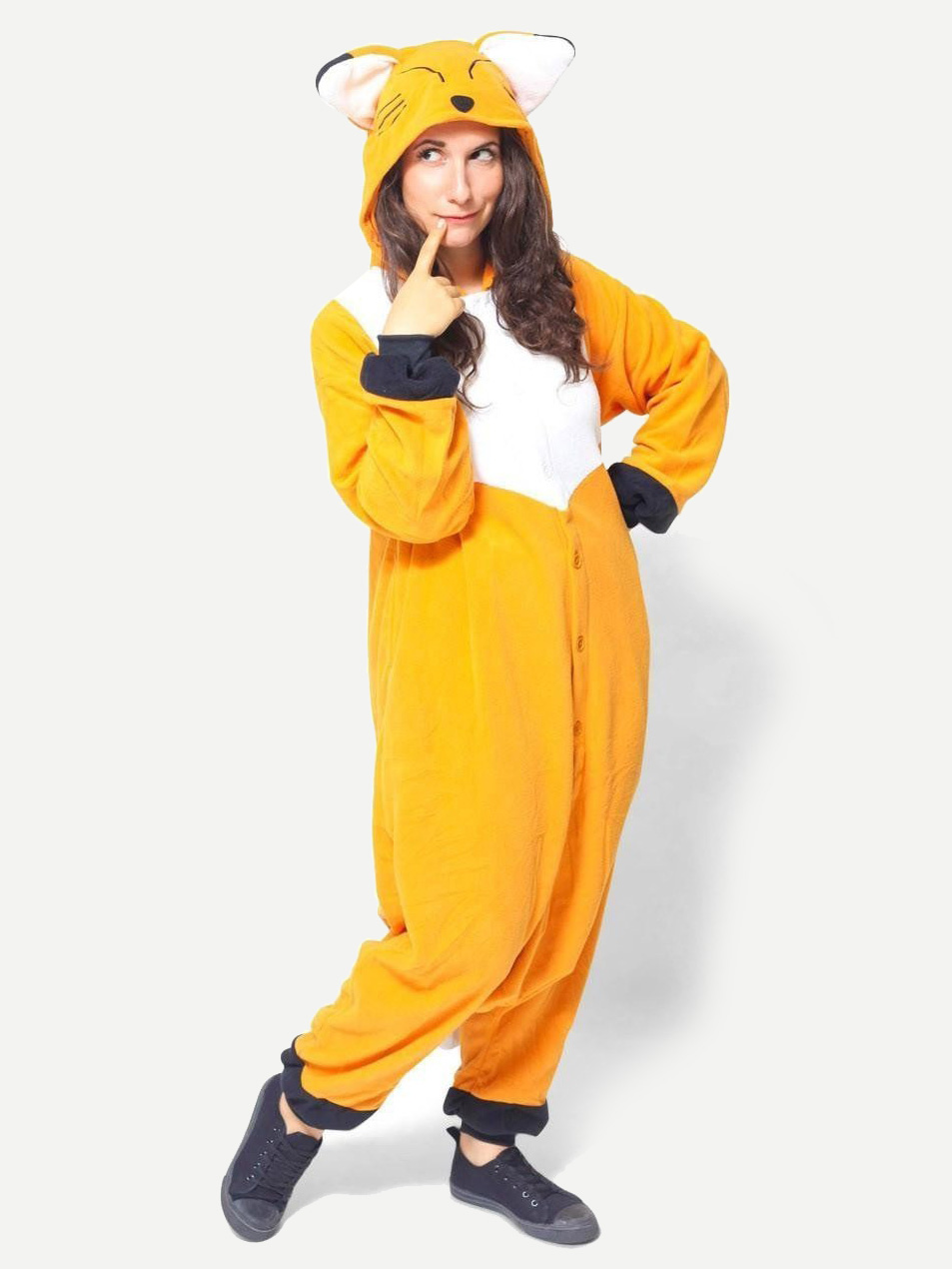 Unisex Yellow Fox Onesies Pajamas Animal Costumes For Adult