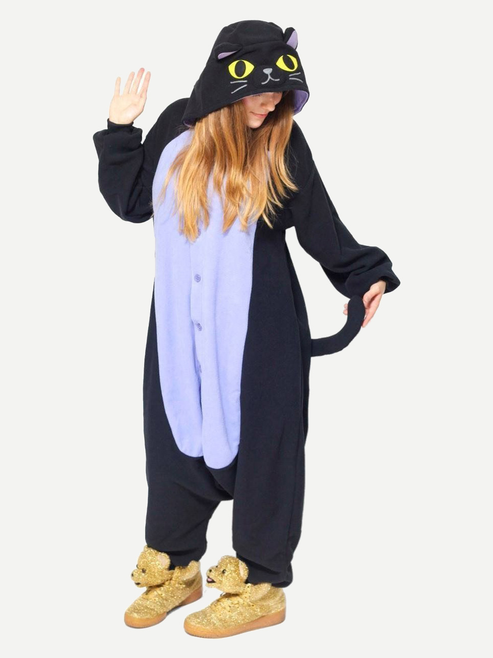 Unisex Midnight Cat Onesies Pajamas Animal Costumes For Adult